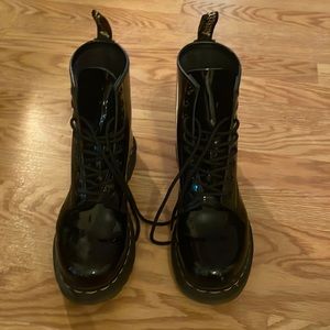 Patent leather black doc marten boots